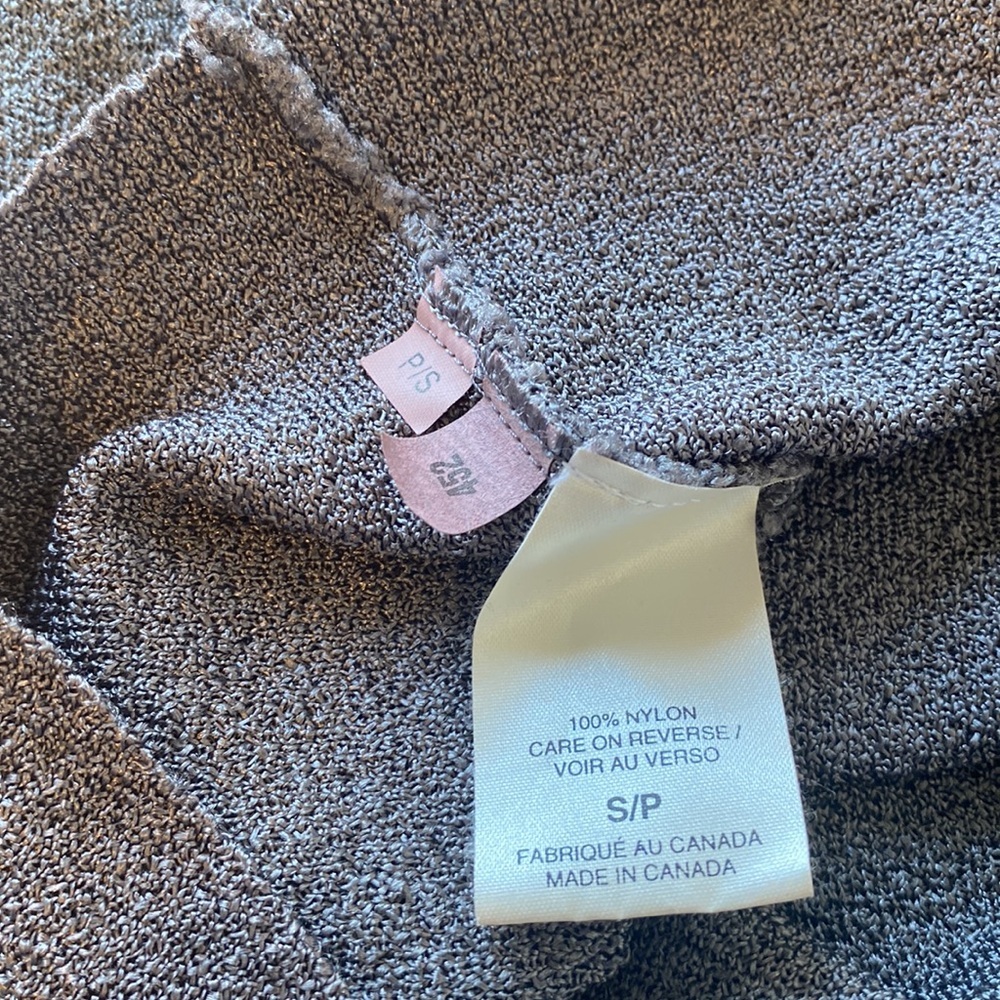 Holt Renfrew Silver Metallic Knit Cardigan | Designer V-Neck Button Sweater - Picture 7 of 9